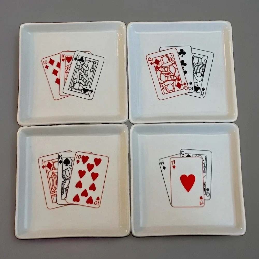 BIA Cordon Bleu Aces Porcelain Coaster Set of 4 Playing Cards Poker 2003 NIB